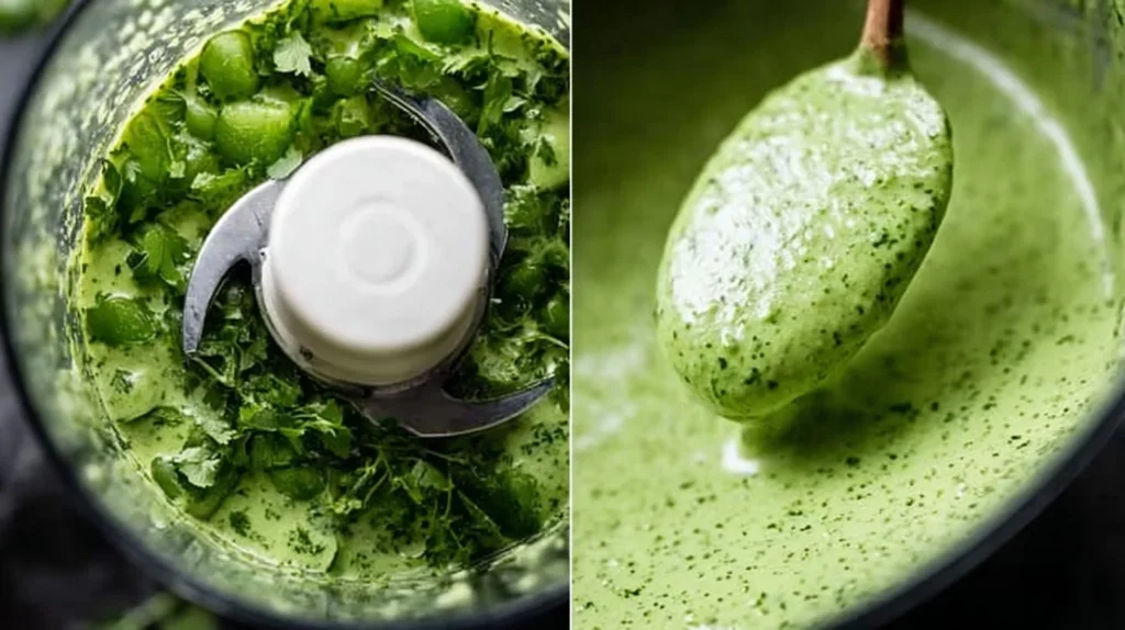 Delicious Peruvian green sauce made with fresh herbs and spices