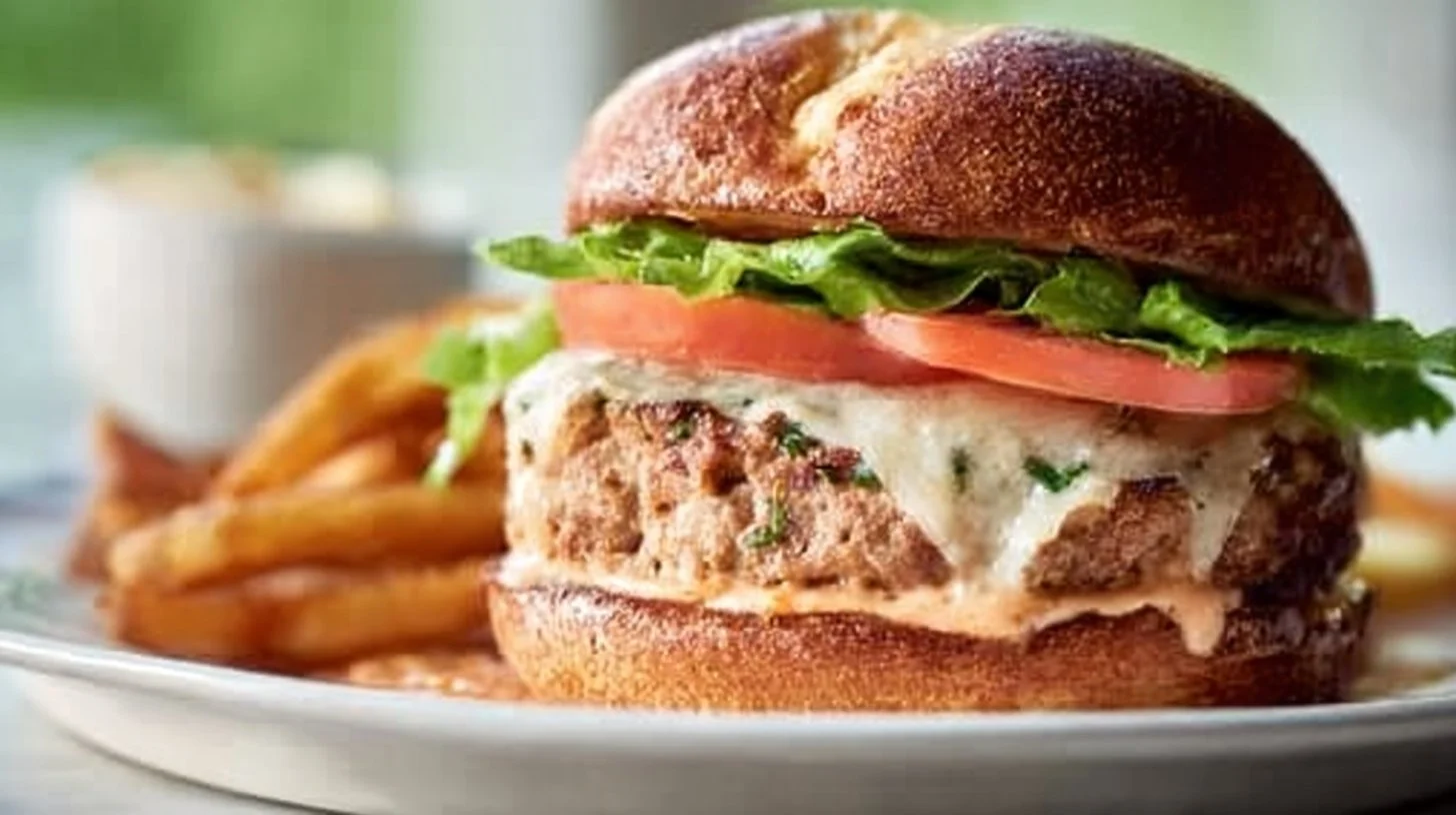 Spicy jalape&ntilde;o pepper jack turkey burgers on a grill