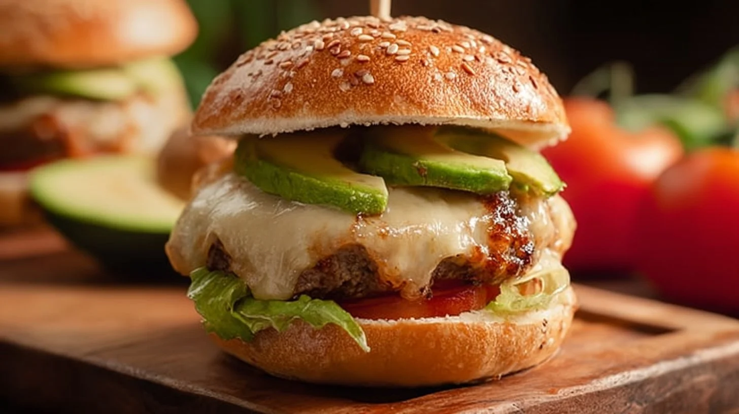 Spicy Southwestern turkey burgers on a grill garnished with fresh toppings