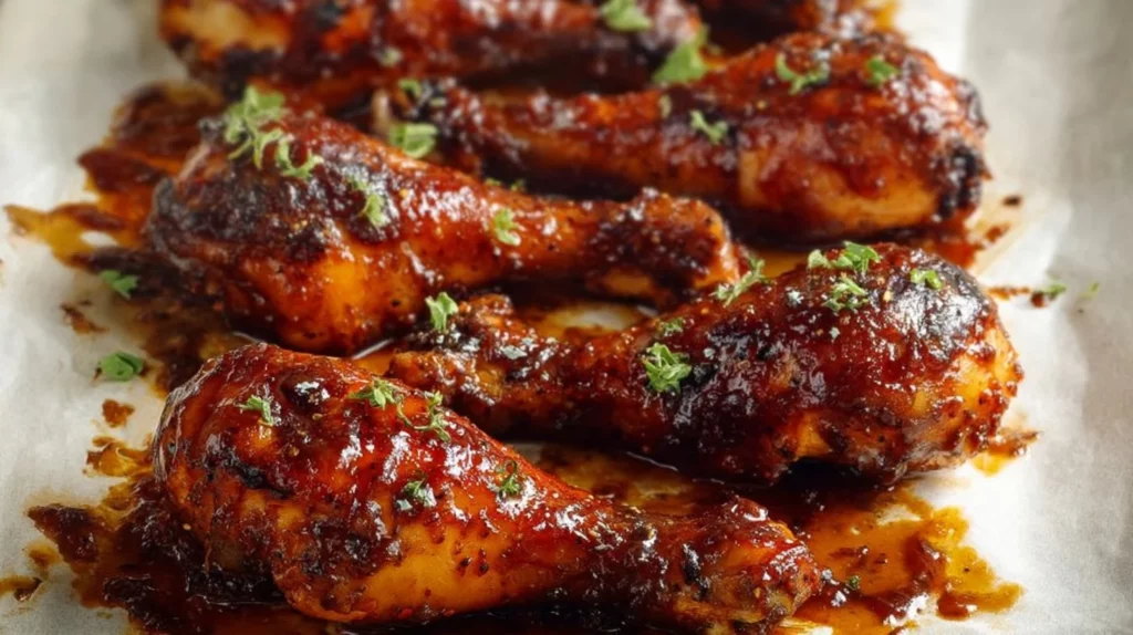Delicious sticky oven drumsticks glazed to perfection