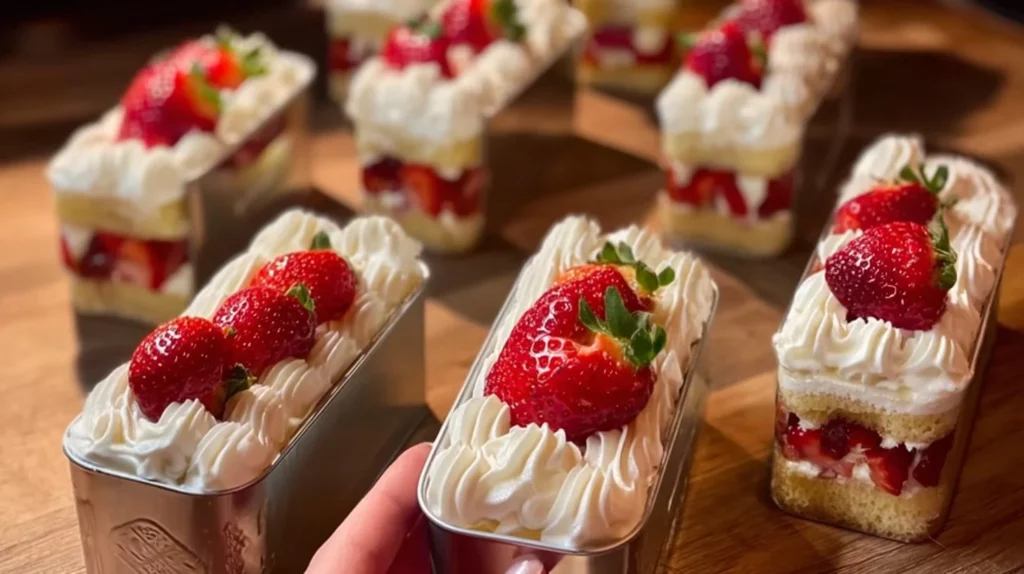 Delicious strawberry shortcake with fresh strawberries and whipped cream