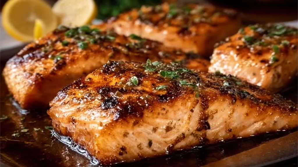 Delicious Texas Roadhouse-inspired grilled salmon ready to serve.