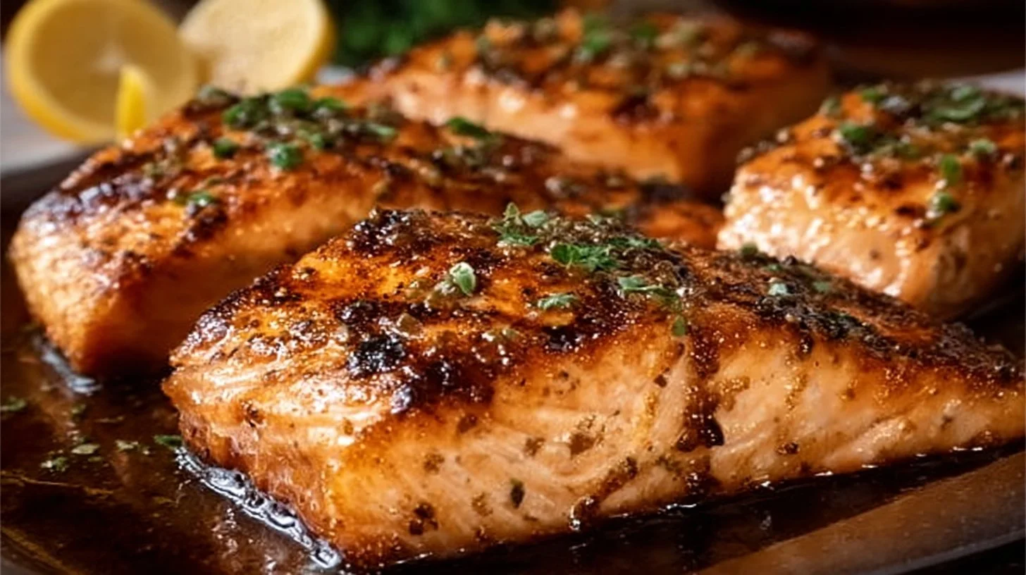 Delicious Texas Roadhouse-inspired grilled salmon ready to serve.