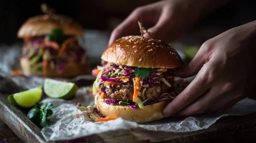 Flavorful Thai Turkey Burgers with Lemongrass served on a plate