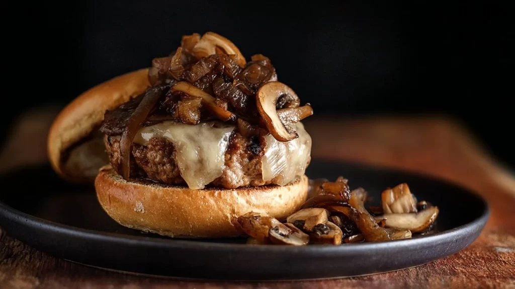 Delicious ultimate burger with fresh ingredients and toppings