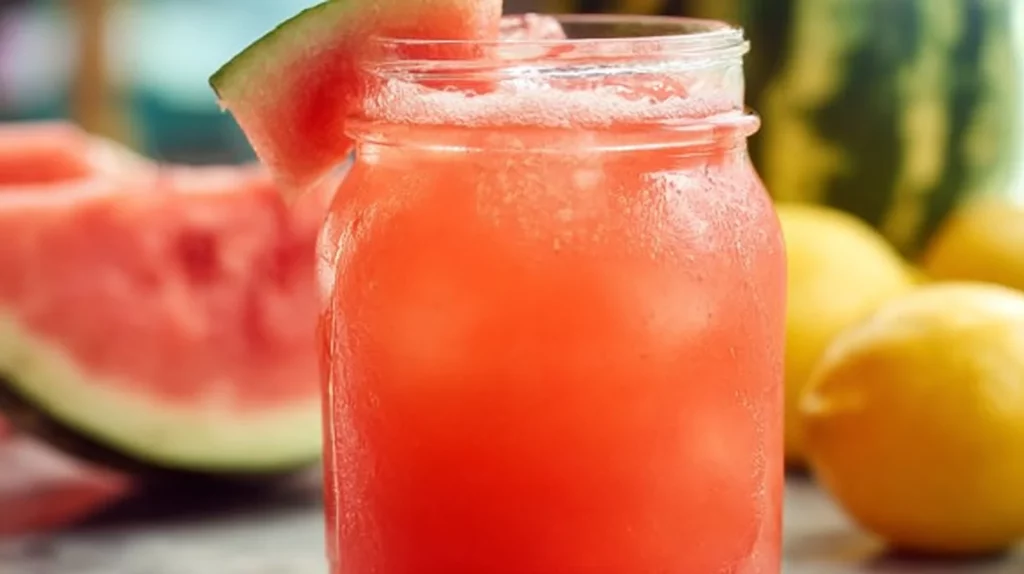 Refreshing watermelon lemonade in a glass with mint garnish