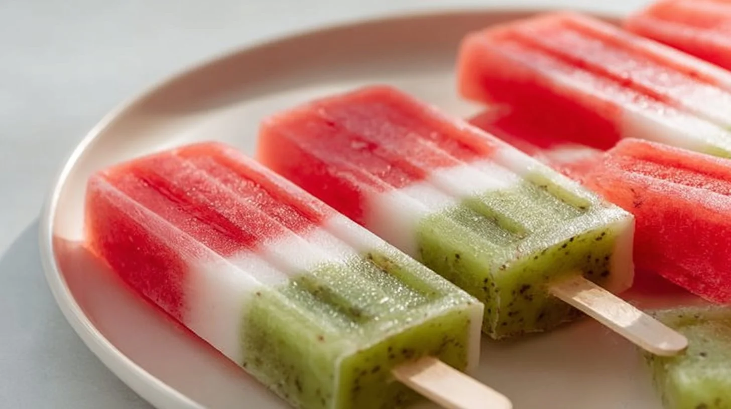 Delicious homemade watermelon popsicles on a sunny day