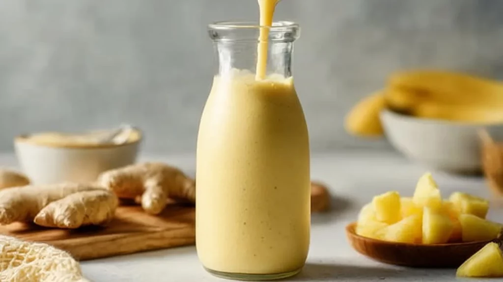 Healthy anti-inflammatory smoothie with fruits and greens
