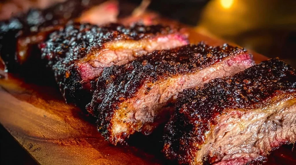 Apple cinnamon brined baby back ribs cooked to perfection on the grill.