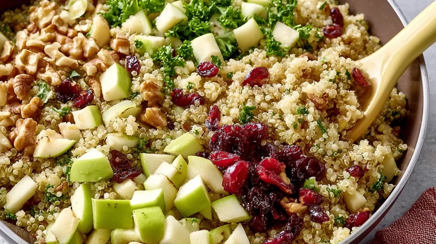 Colorful Apple Quinoa Salad with fresh ingredients in a bowl