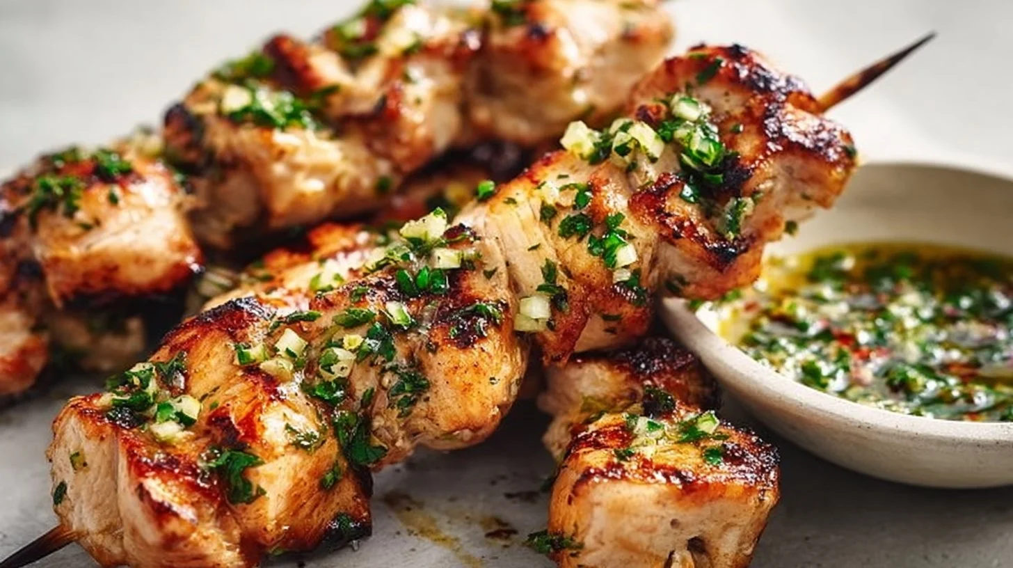Delicious Argentinian chimichurri chicken served with fresh herbs
