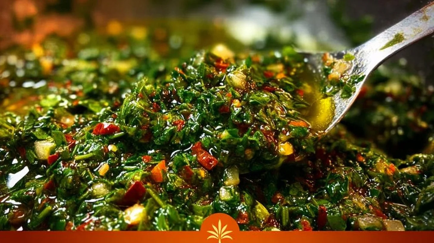 Authentic Chimichurri Sauce 2 Bowl of authentic chimichurri sauce with fresh herbs and garlic