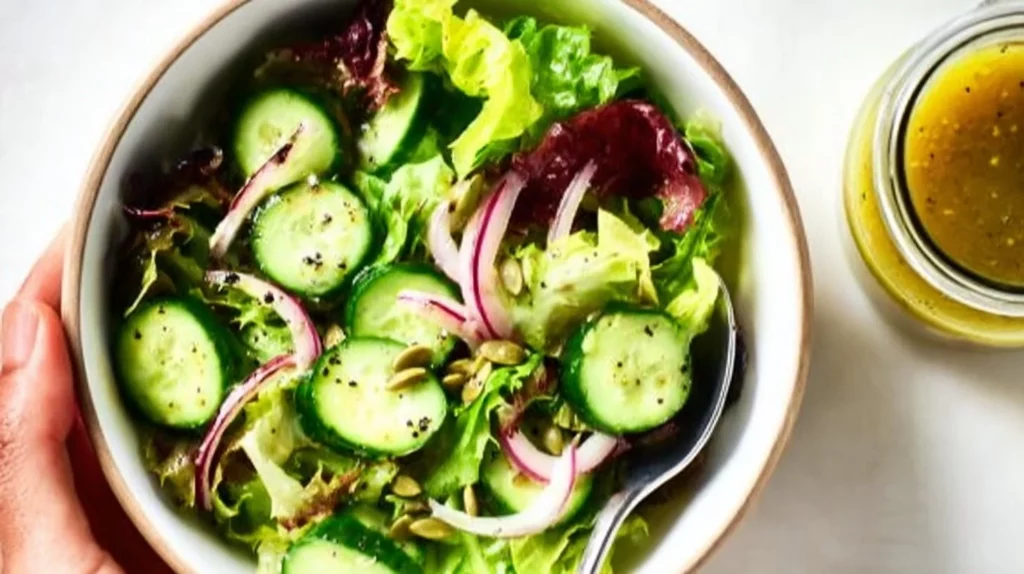 Homemade basic salad dressing ingredients in a bowl.