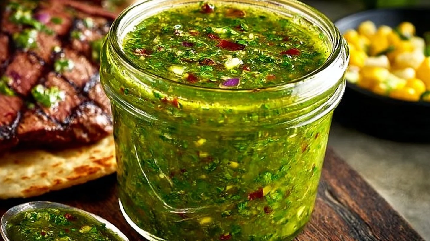 Basil Chimichurri Sauce 2 Basil Chimichurri Sauce drizzled over grilled vegetables