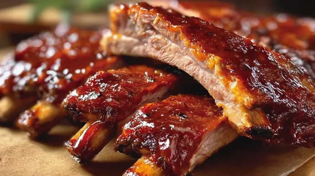 Delicious oven baked baby back ribs ready to serve