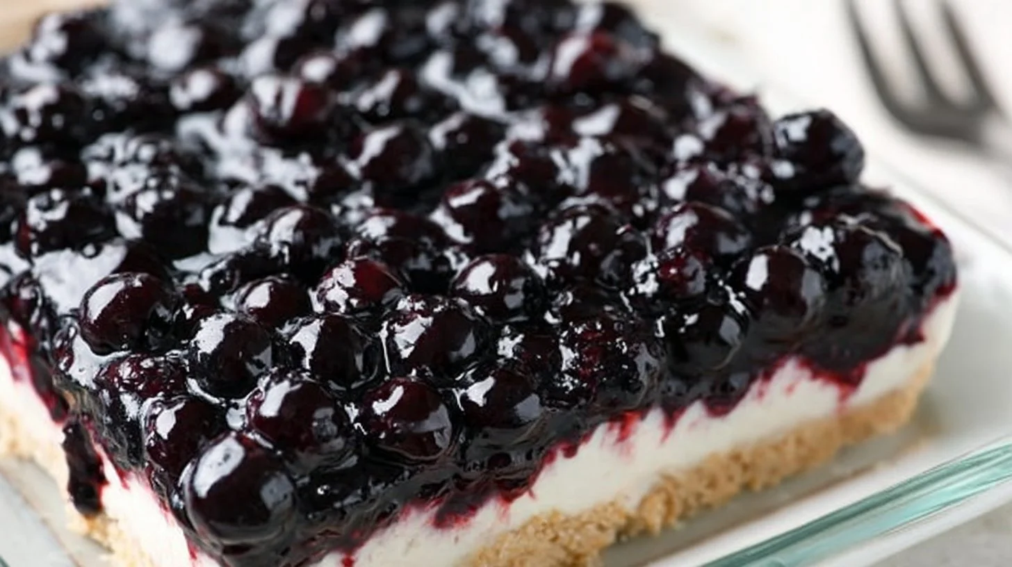 Delicious Blueberry Cream Cheese Dessert with fresh berries and creamy filling