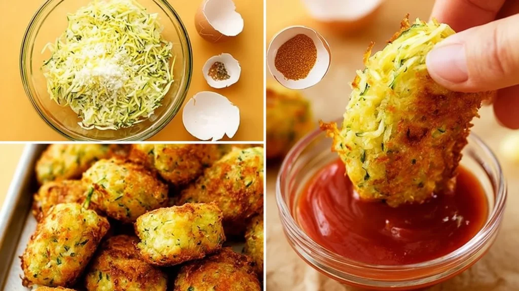 Delicious cheesy zucchini tots served on a plate