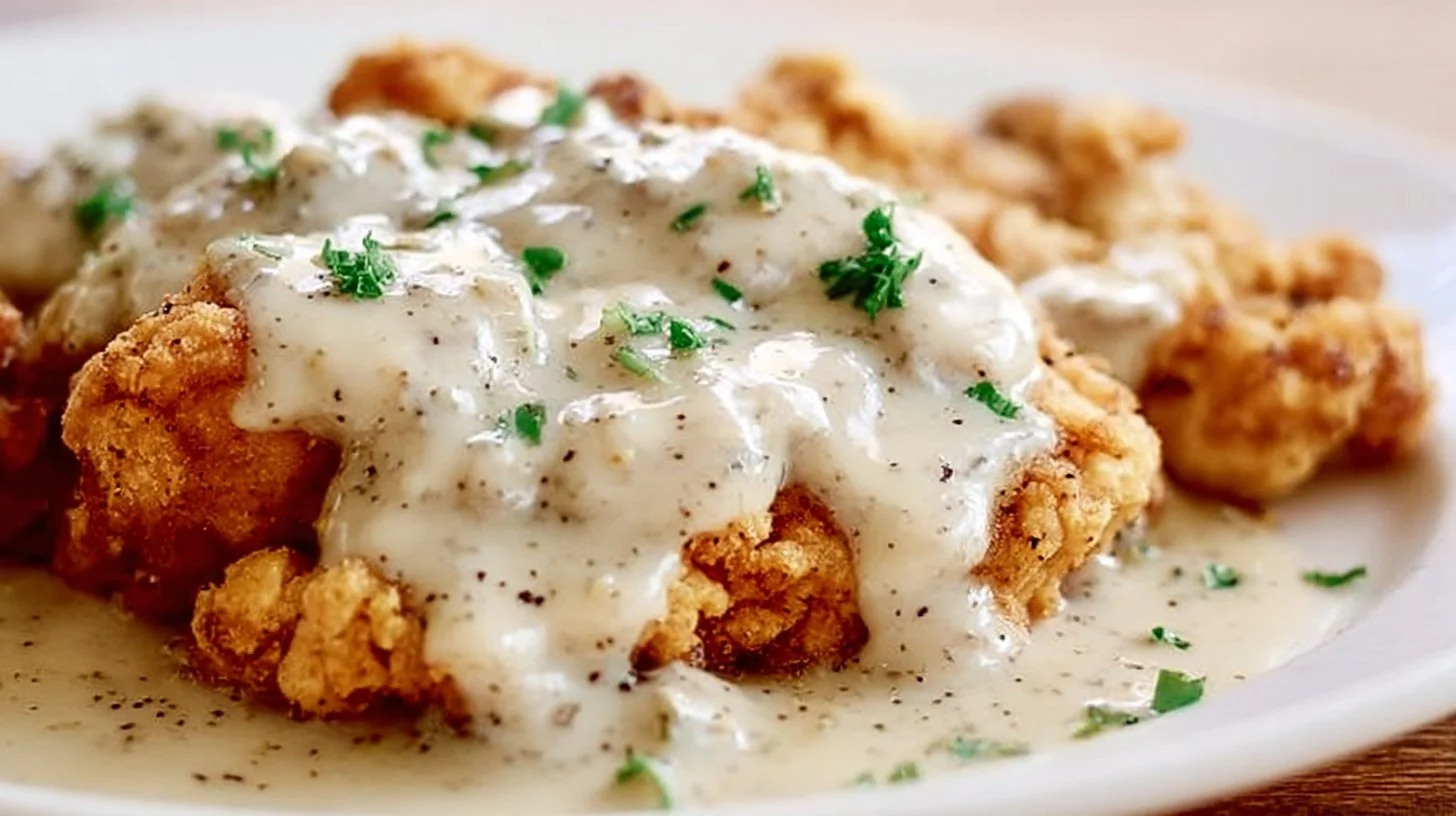 Delicious Chicken Fried Steak served with gravy and sides.