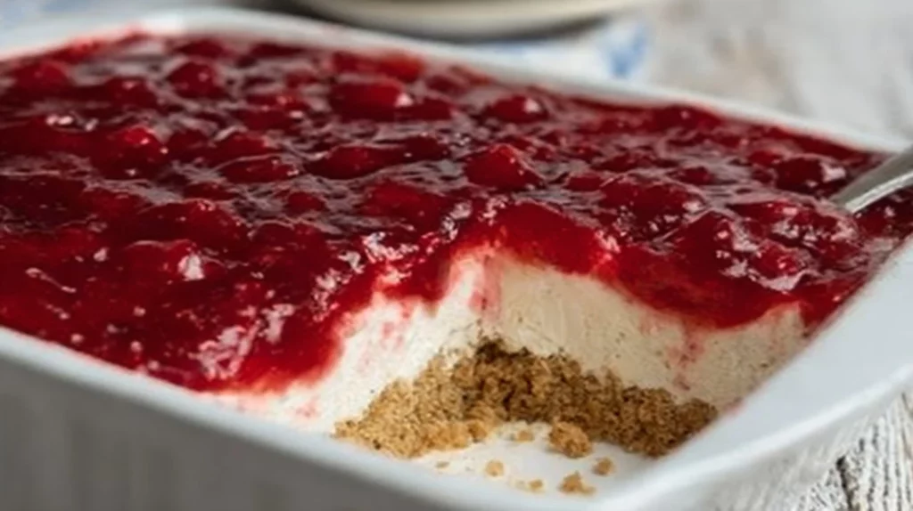 Delicious classic cherry delight dessert served on a plate
