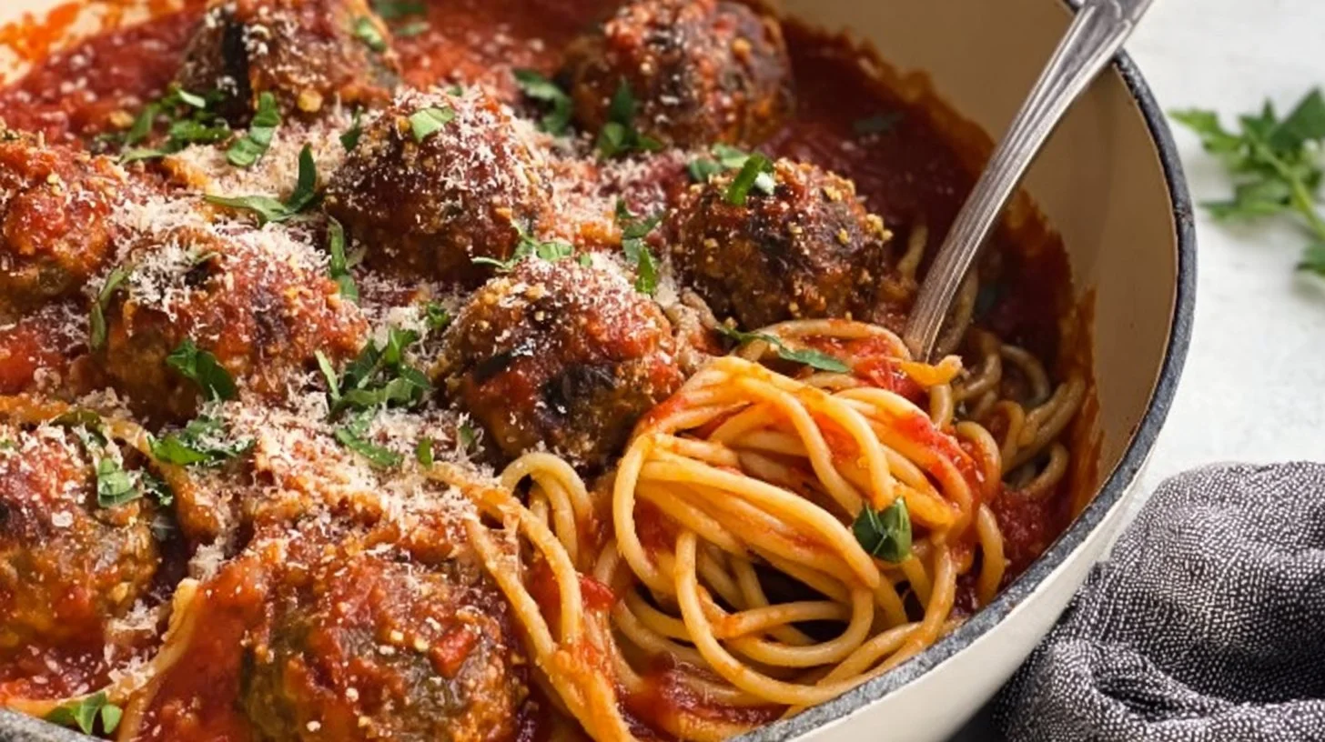 Delicious classic meatballs served in marinara sauce with fresh herbs.