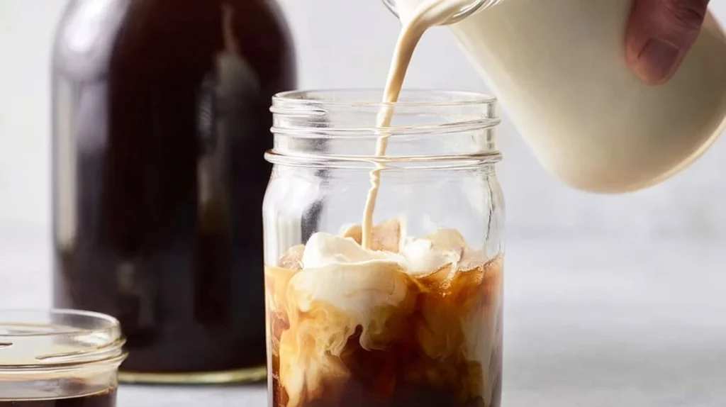 A refreshing glass of cold brew iced coffee served with ice.
