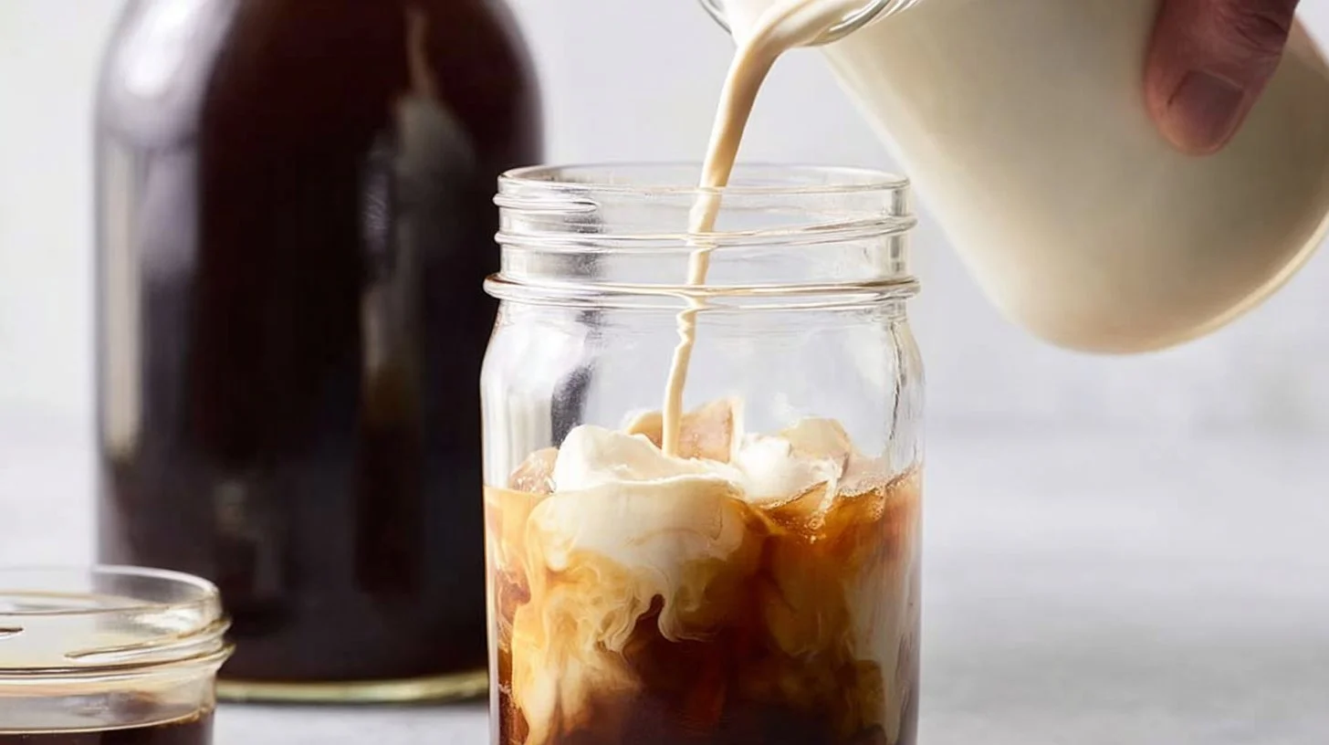 A refreshing glass of cold brew iced coffee served with ice.