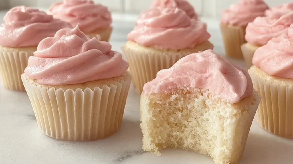 Delicious homemade Magnolia Bakery Cupcakes on a decorative plate