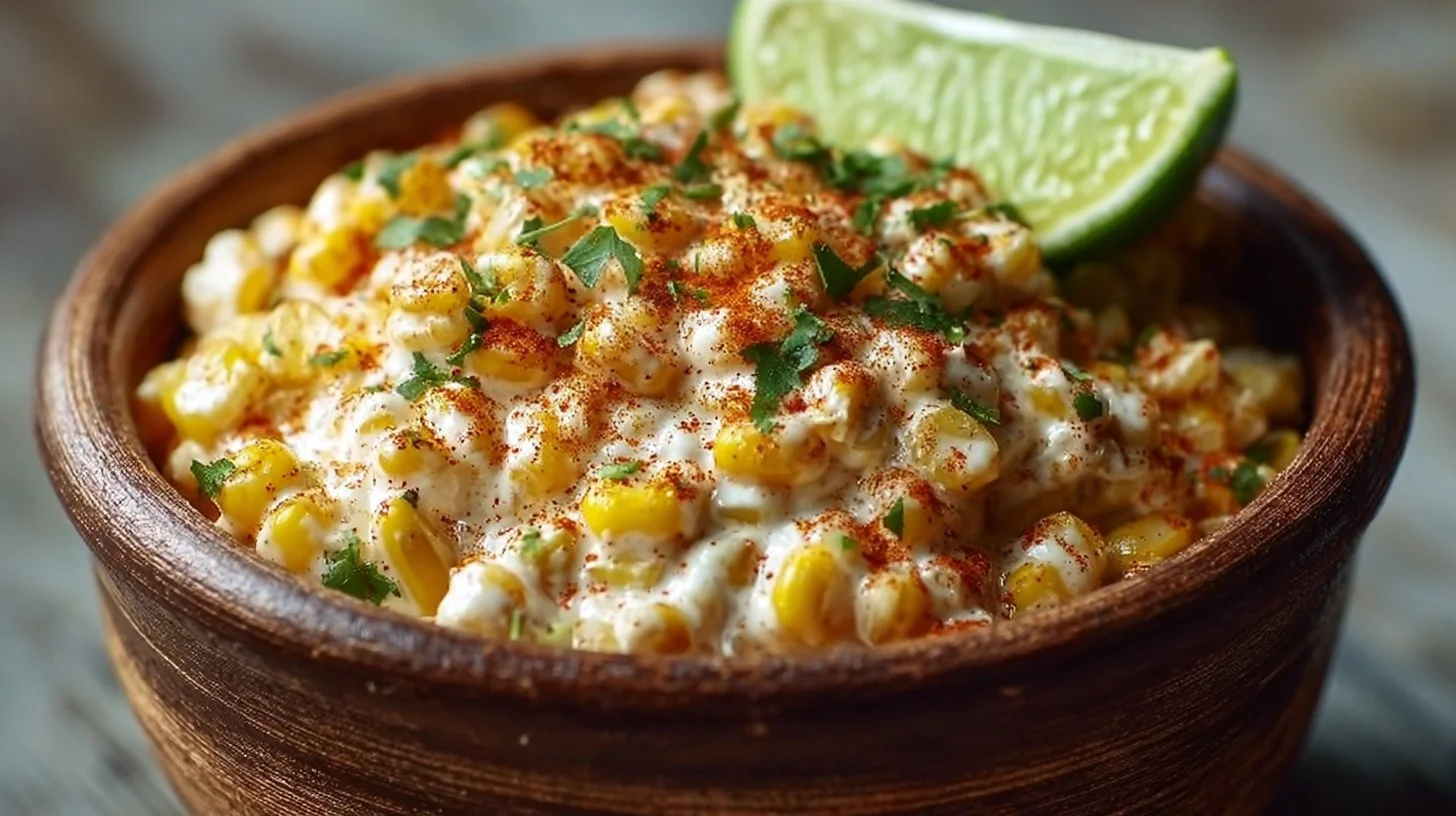 Delicious Corn Elote in a Cup topped with cheese and spices
