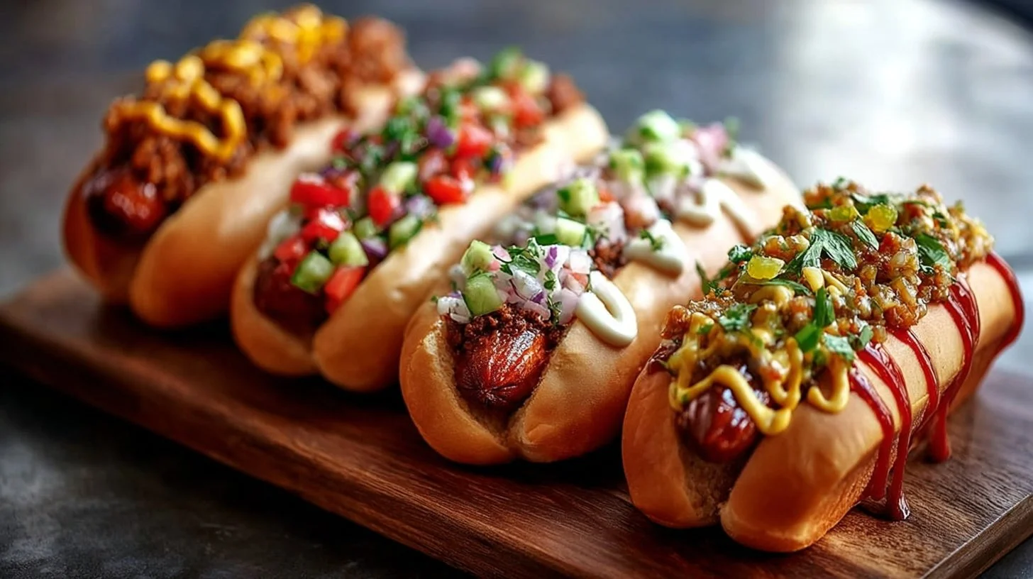 Variety of creative hot dog toppings for an elevated BBQ experience