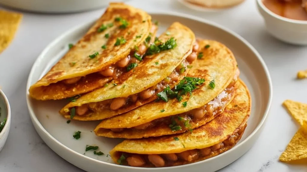 Delicious crispy Pinto Bean Tacos topped with fresh ingredients