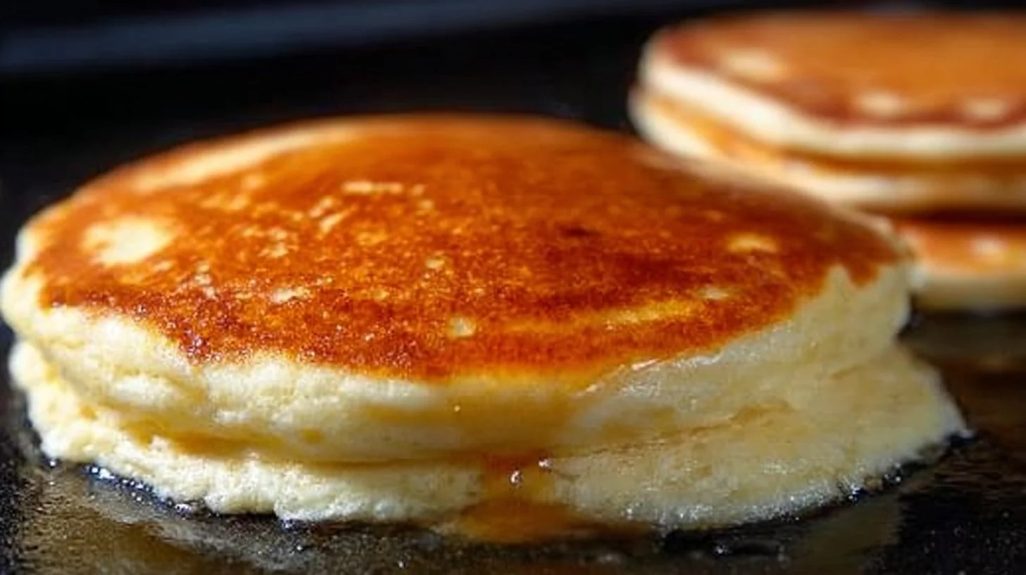 Fluffy buttermilk pancakes stacked with syrup and berries