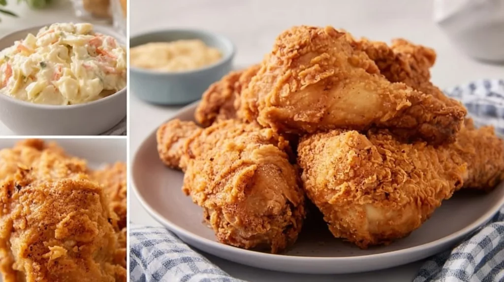 Crispy fried chicken made without buttermilk, served on a plate.