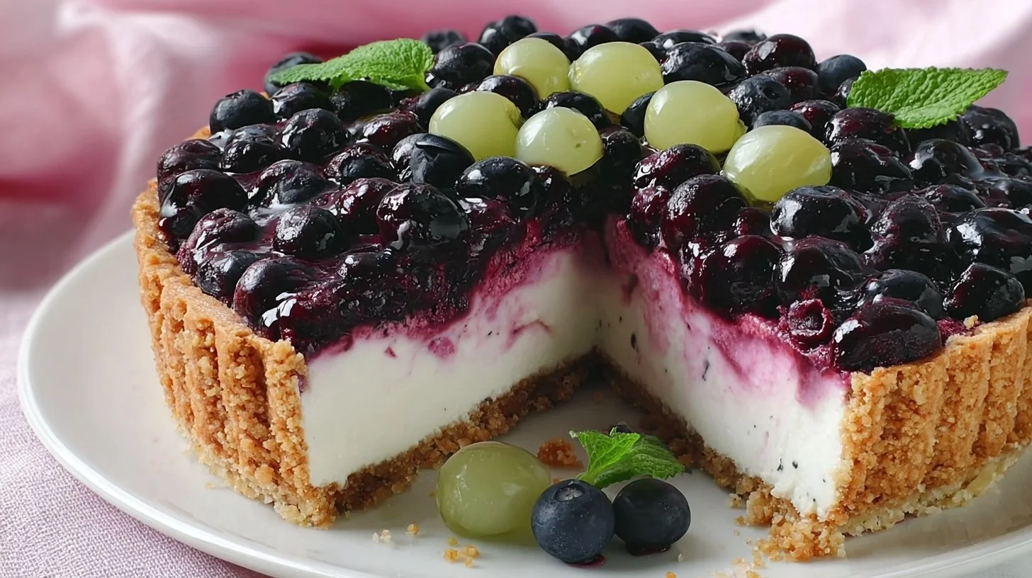 Fruit-Filled Creamy Cheesecake 2 Delicious fruit-filled creamy cheesecake topped with fresh fruits