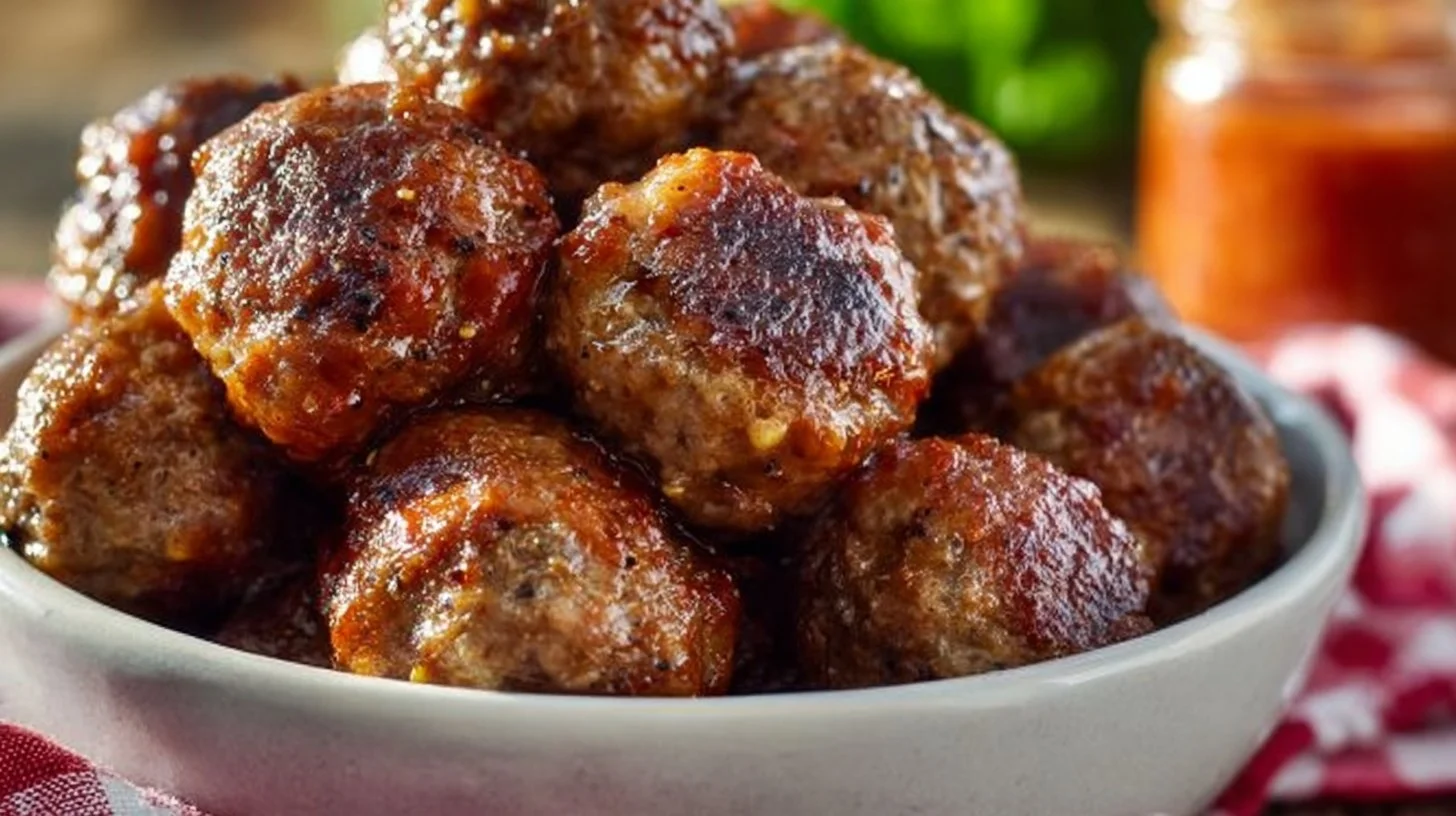 Delicious homemade Italian meatballs served with marinara sauce