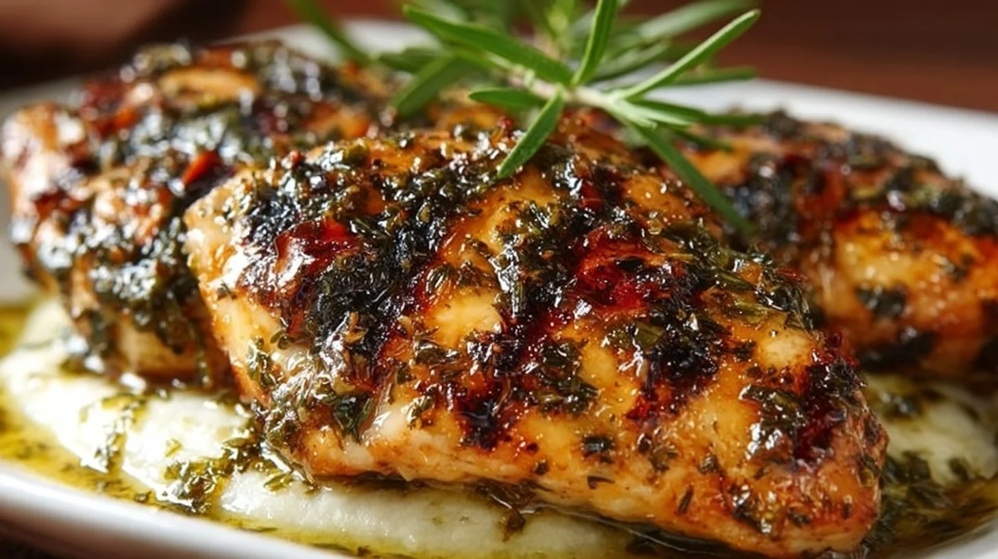 Delicious herb-infused Tuscan grilled chicken served on a plate.