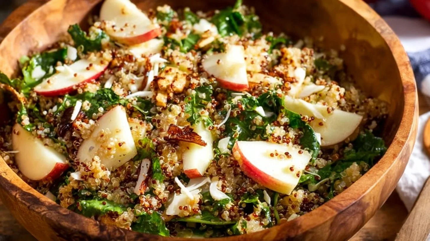 Honey Mustard Quinoa Apple Salad featuring fresh quinoa, apples, and mustard dressing.