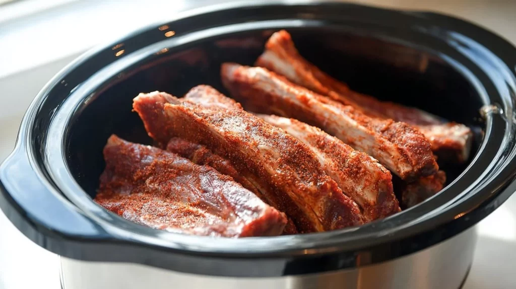 Deliciously cooked crockpot ribs ready to serve