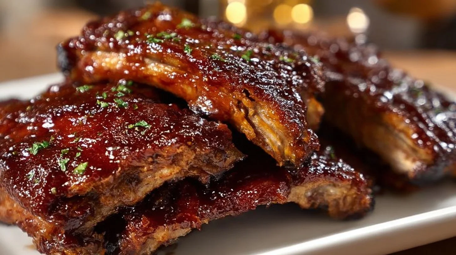 Delicious crockpot barbecue ribs cooked to perfection with rich sauce
