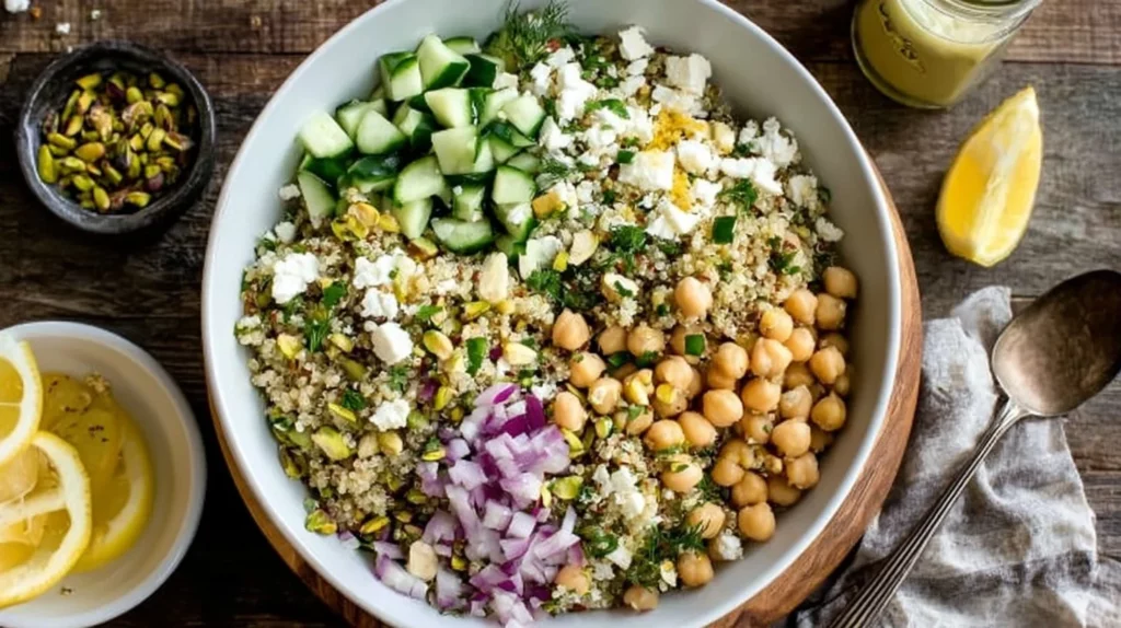 Delicious Jennifer Aniston Salad recipe with fresh ingredients and vibrant colors.