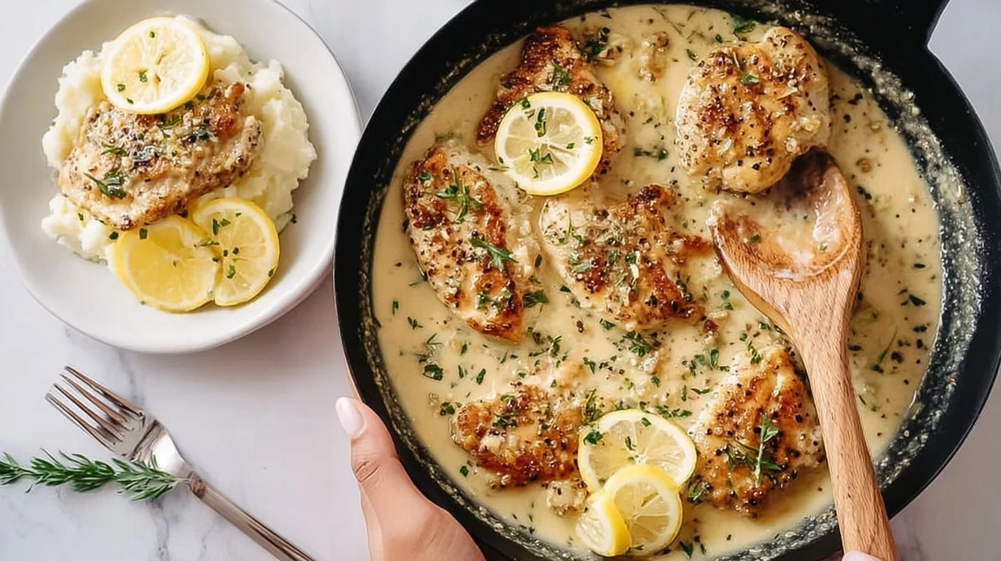 Succulent lemon pepper chicken garnished with herbs and spices