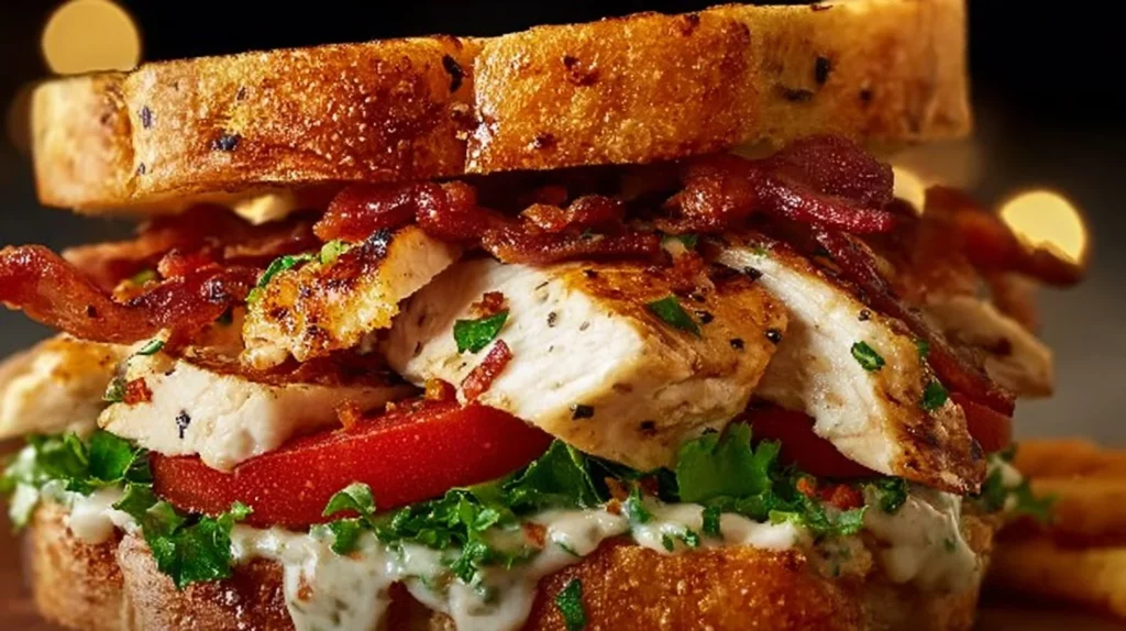 Delicious Loaded Chicken Club sandwich with fresh toppings