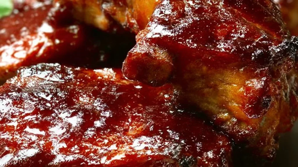 Juicy Cajun-Style Barbecued Baby Back Ribs plated with sides