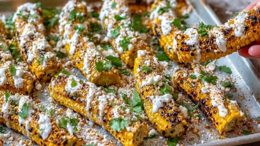 Delicious Mexican Corn Ribs topped with spices and herbs