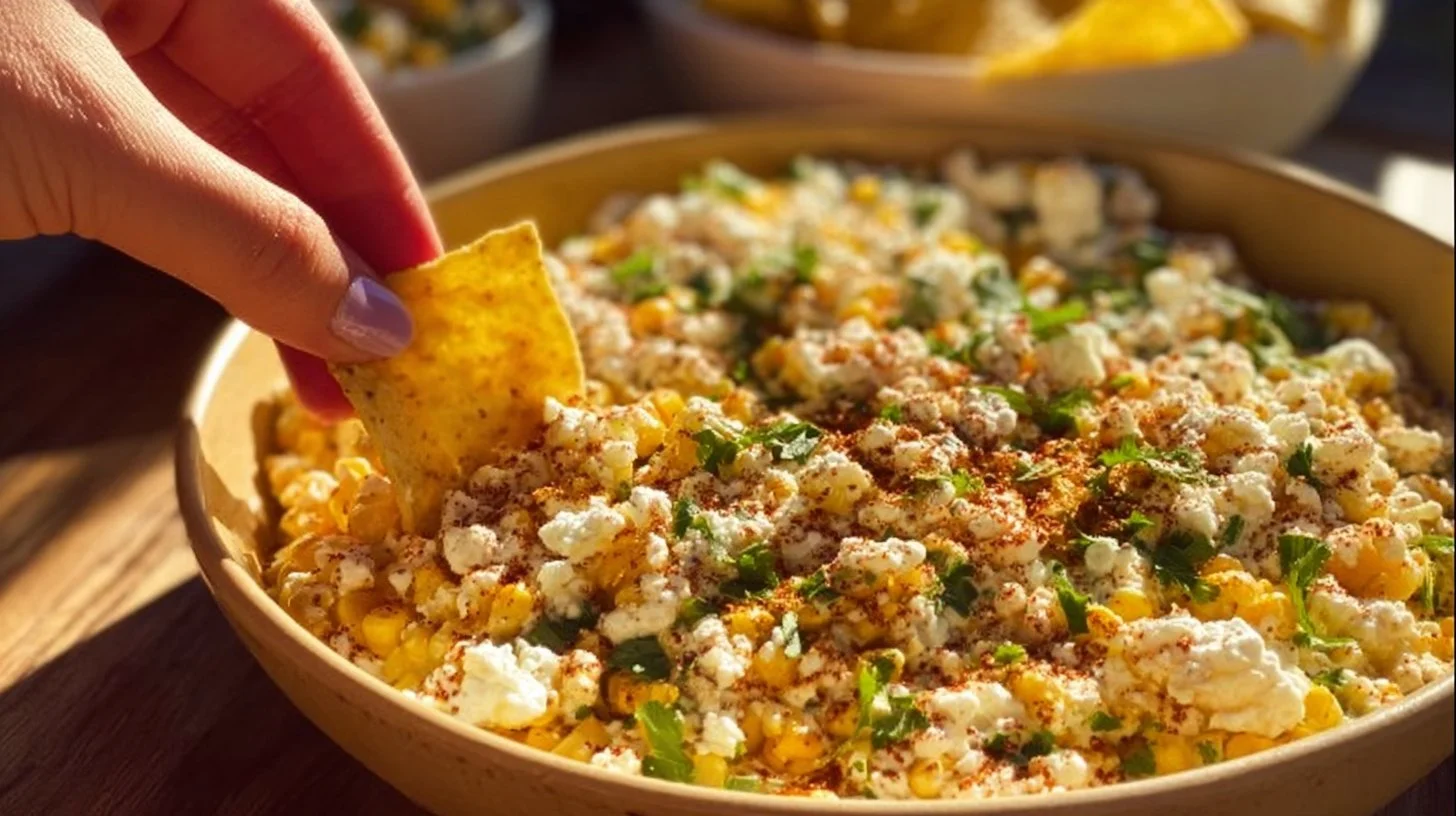 Delicious Mexican Street Corn Dip served in a bowl with fresh ingredients