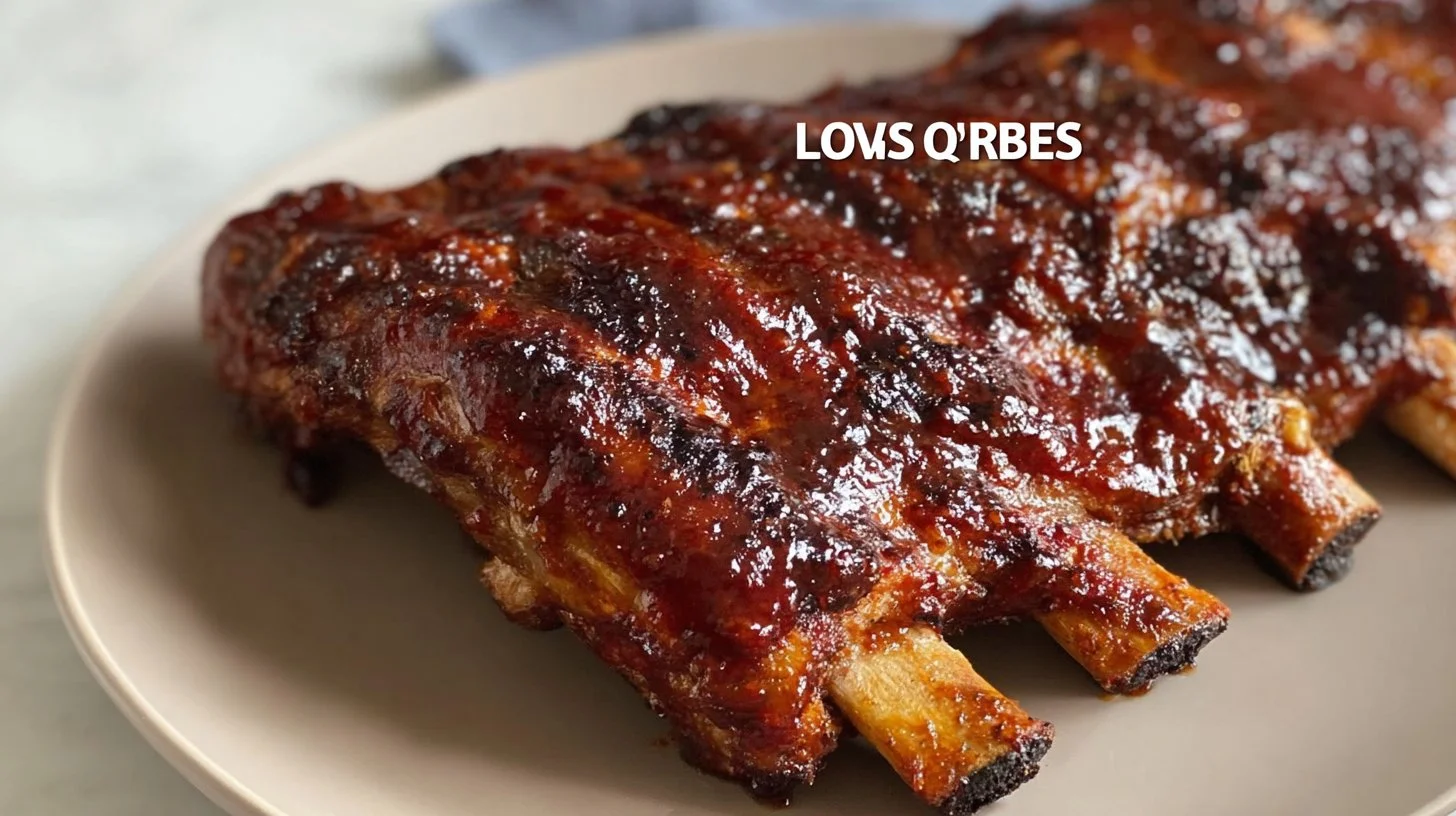 Delicious oven baked St. Louis ribs served with barbecue sauce