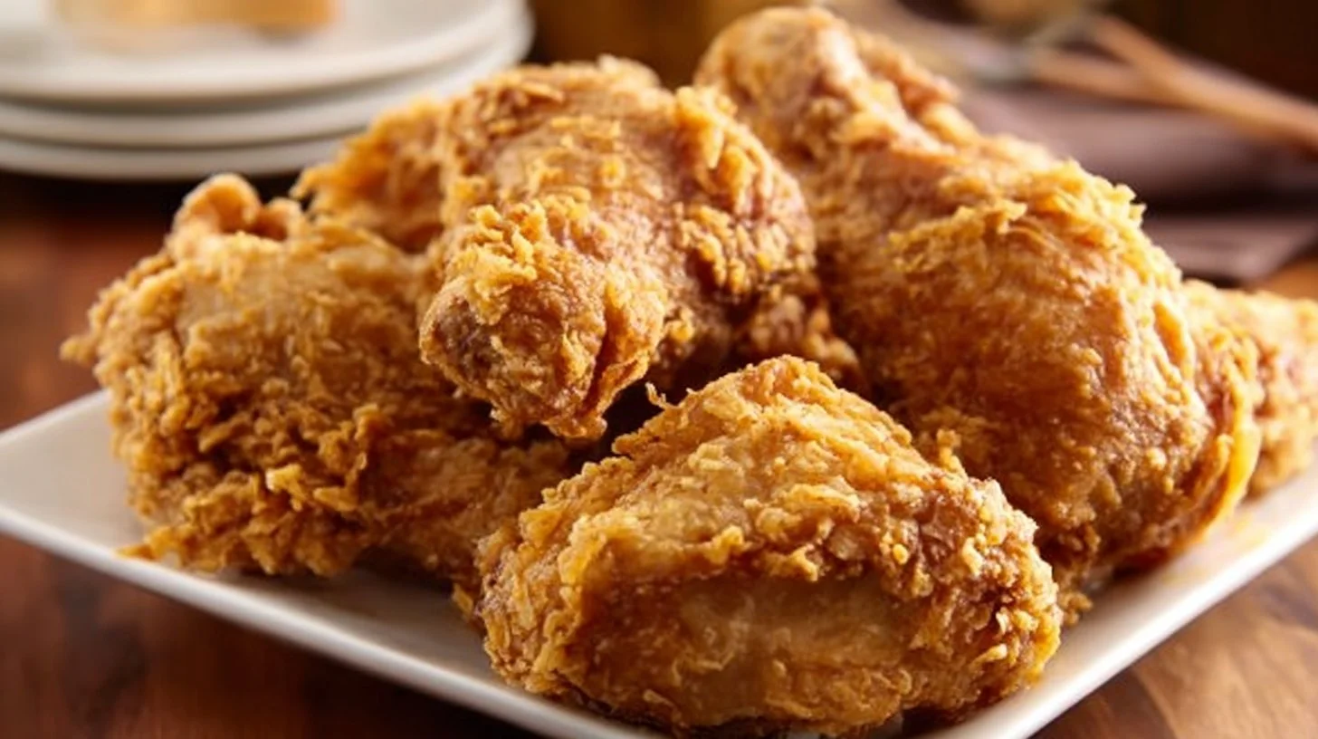 Crispy oven fried chicken served on a plate