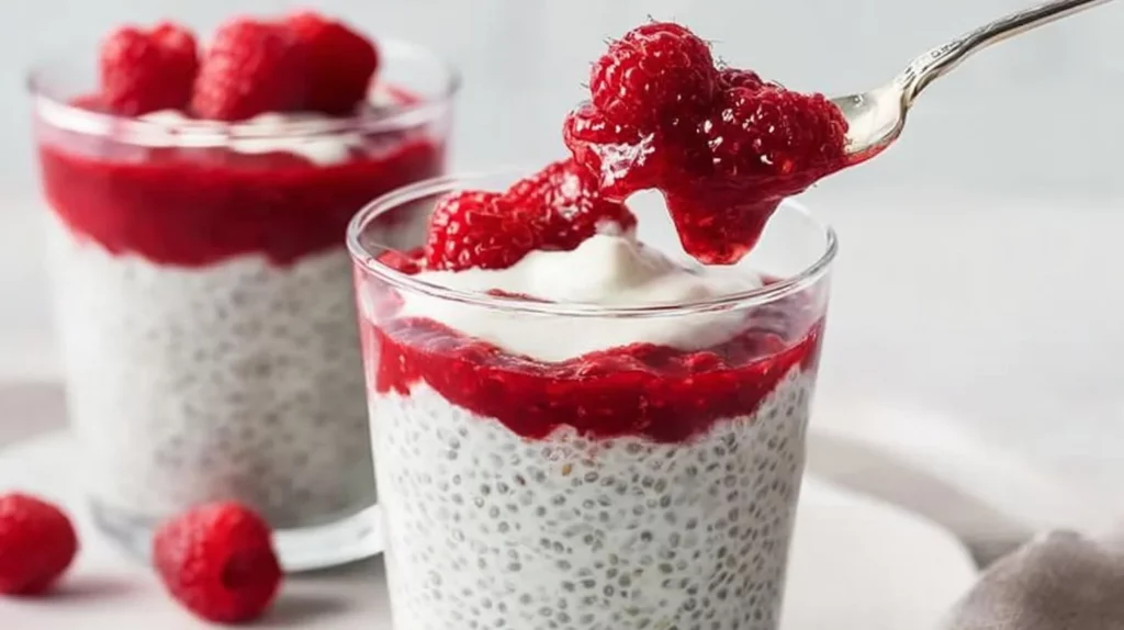 Deliciously creamy Greek yogurt chia pudding topped with fresh fruits