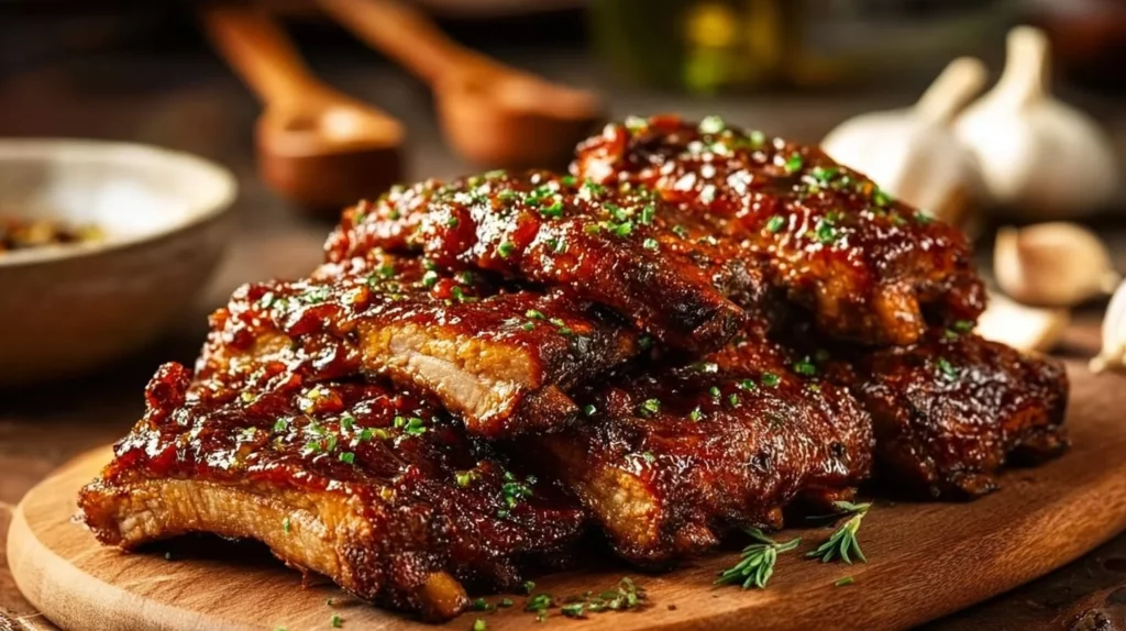 Tender Crock Pot Ribs from Pioneer Woman recipe served on a plate.
