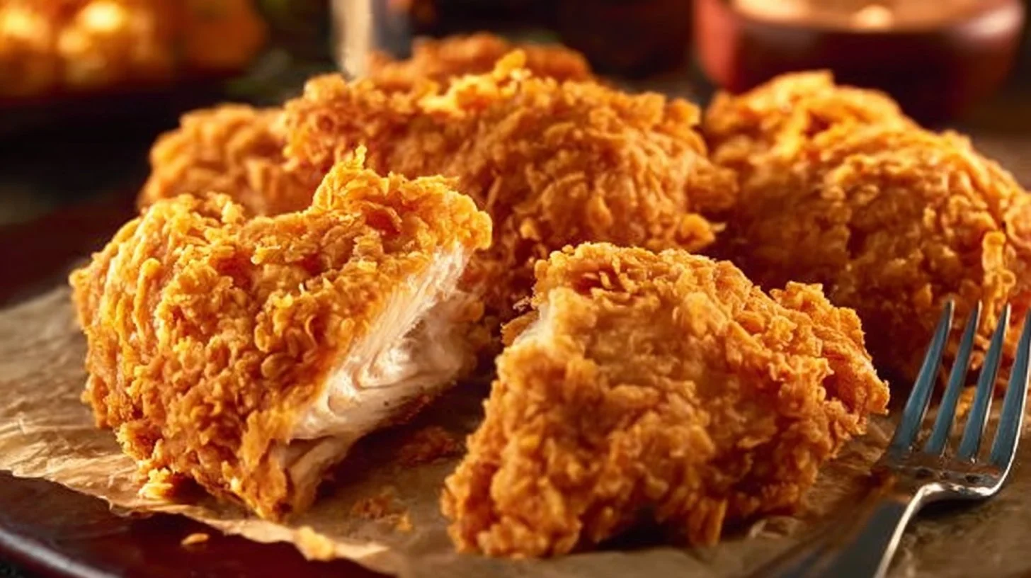 Deliciously crispy Popeyes Fried Chicken served with sides