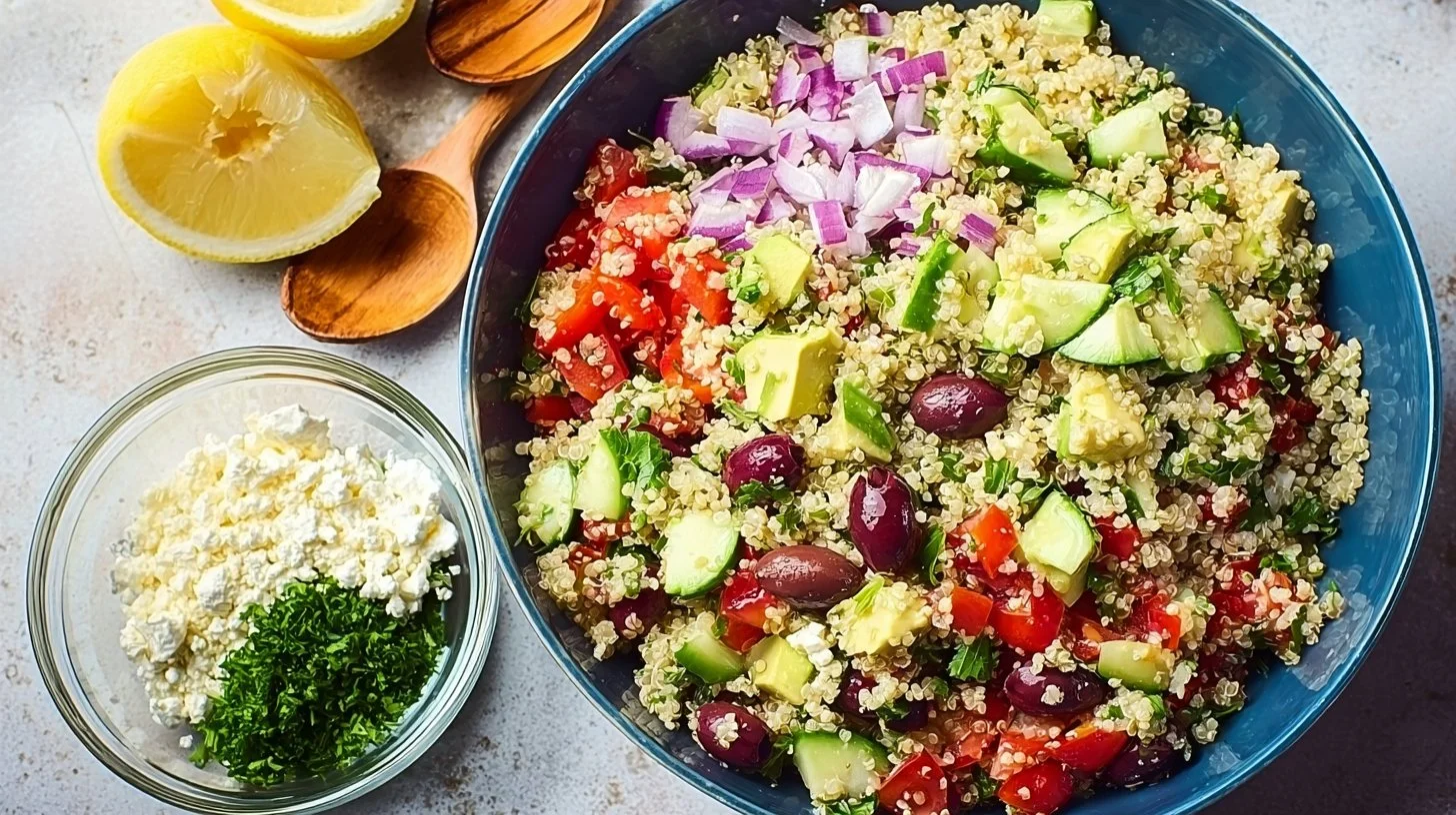 Colorful quinoa salad with vegetables and herbs for a healthy meal